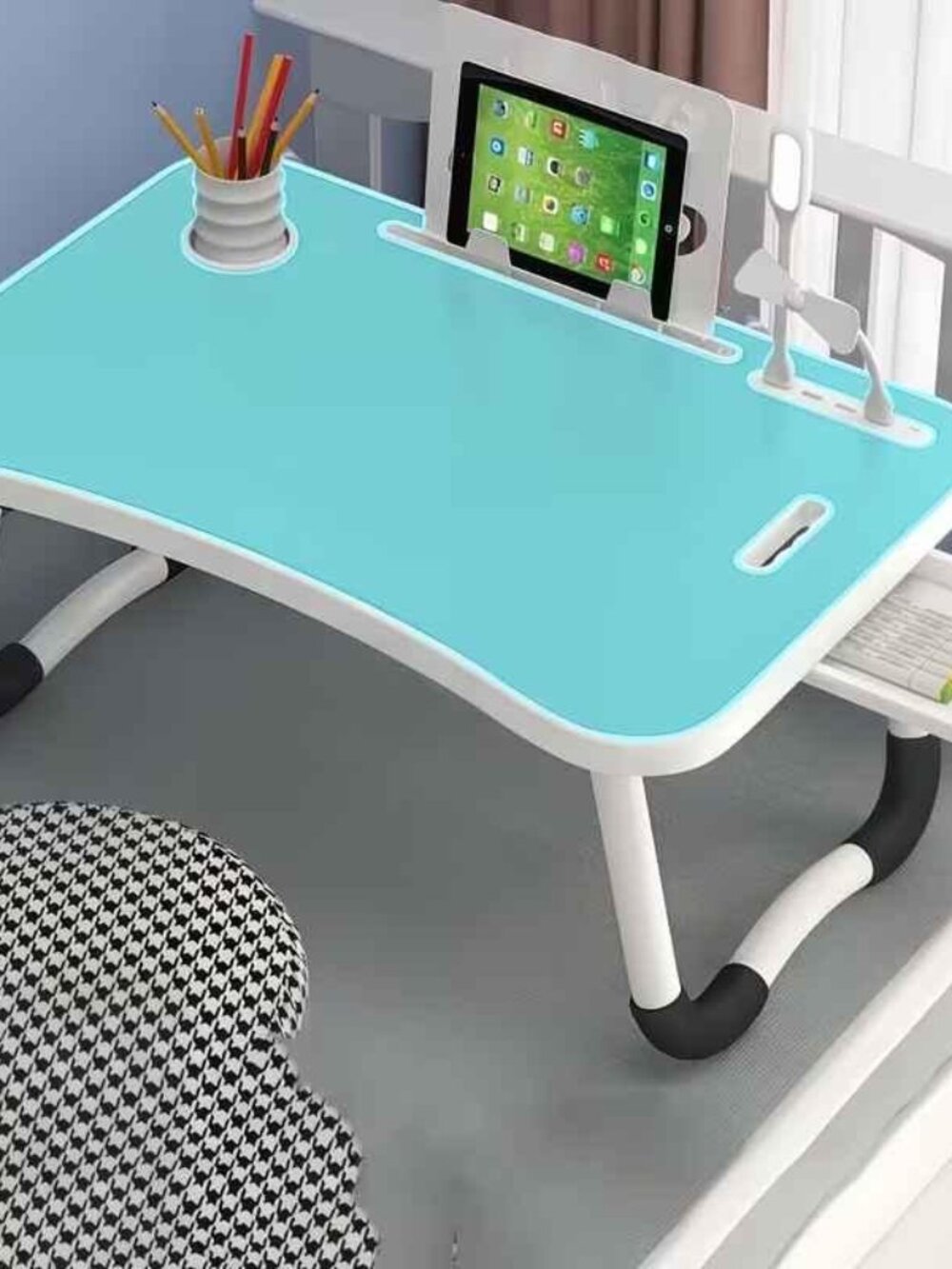 Oversized Blue Portable Laptop Bed Table Folding Table, Computer Table